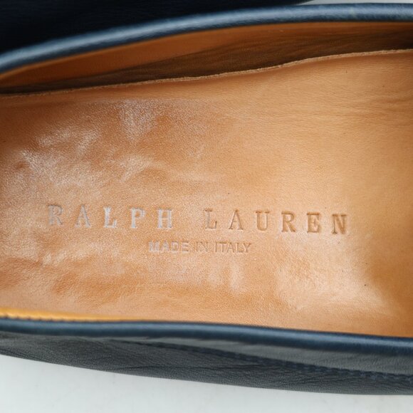 Ralph Lauren Men\'s Size 11 D Navy Blue Leather Penny Loafers Driving Moccasins